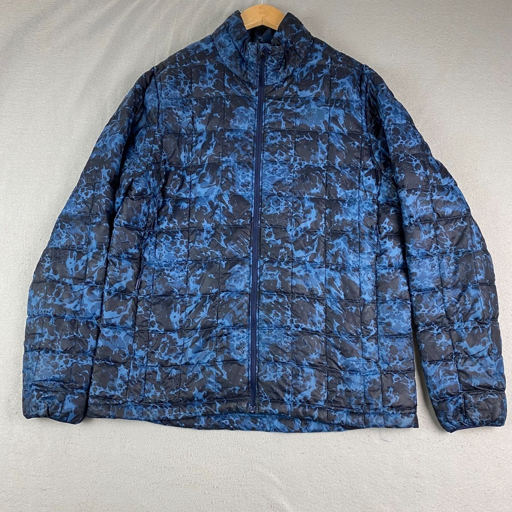 The North Face Mens Thermoball Puffer Jacket Large Blue Camo